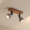 Lindby Spot Mitis, 30 cm, 2-valo, harmaa, puu, betoni, GU10