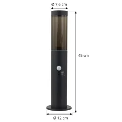 Lindby Statius jalustavalaisin, antrasiitti, rauta, sensori, 45 cm