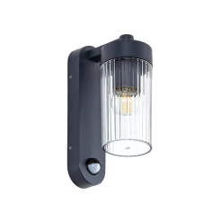 Lindby ulkoseinälamppu Kaliro, antrasiitti, 24 cm, IP54, anturi
