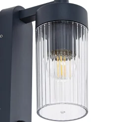 Lindby ulkoseinälamppu Kaliro, antrasiitti, 24 cm, IP54, anturi
