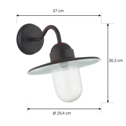 Lindby ulkoseinävalaisin Filip, ruosteenruskea, 30 cm, E27, IP44
