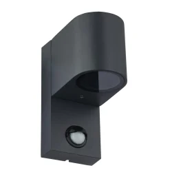 Lindby ulkoseinävalaisin Gelso, alumiini, 15 cm, GU10, anturi