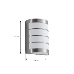 Lindby ulkoseinävalaisin Noyan, 20 cm, ruostumaton teräs, IP44, E27
