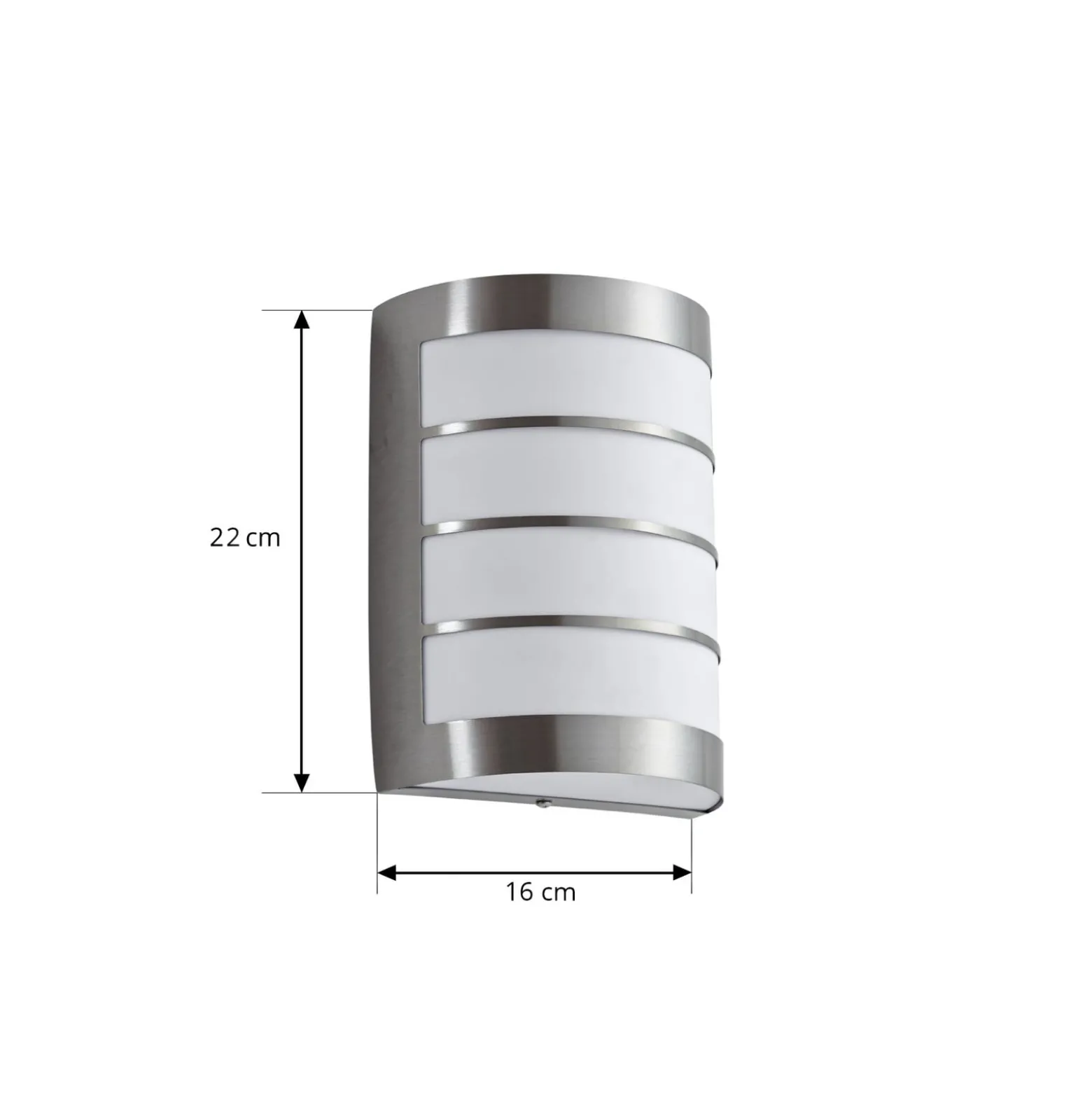 Lindby ulkoseinävalaisin Noyan, 20 cm, ruostumaton teräs, IP44, E27