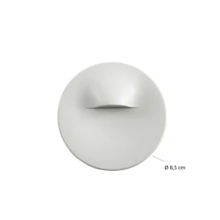 Lindby upotettava LED-seinävalaisin Alune, valkoinen, pyöreä, Ø 8 cm, IP65