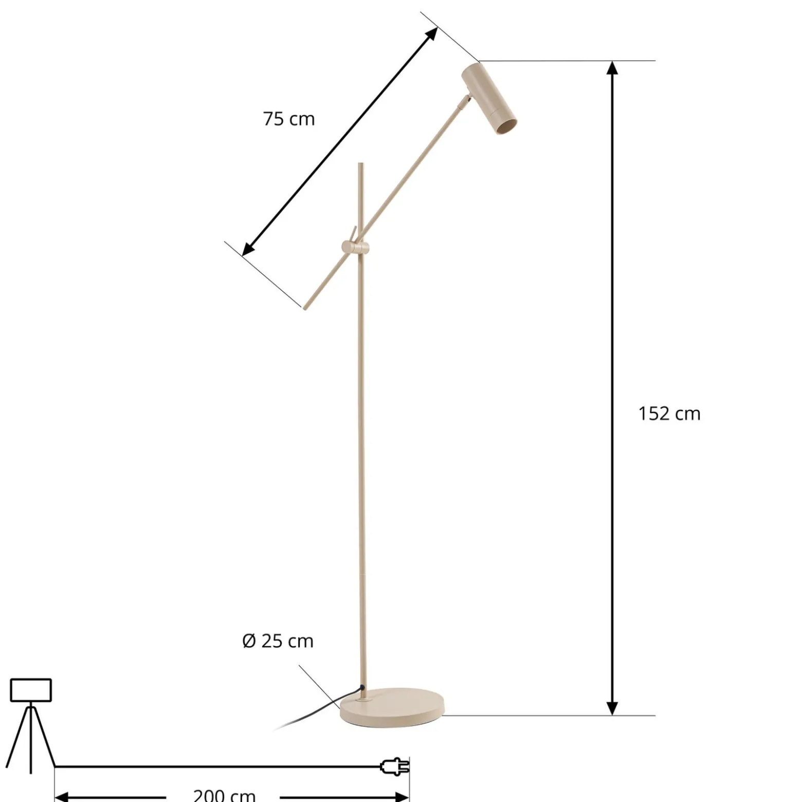 Lindby Vilo -lattiavalaisin, beige, 153 cm, GU10, kääntyvä