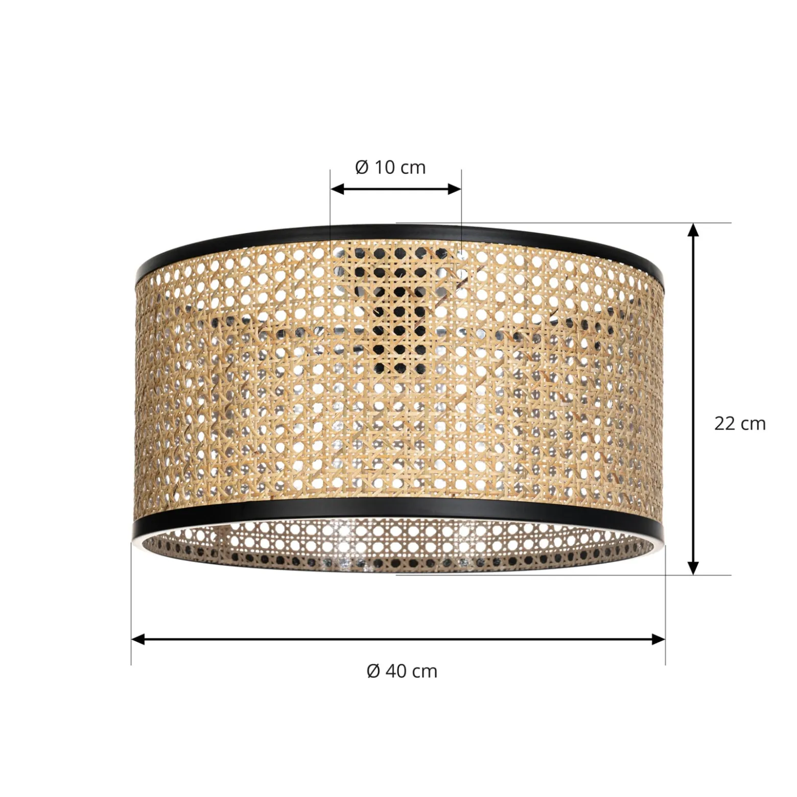 Lindby Yaelle kattovalaisin, Ø 40 cm, rottinki, musta, E27