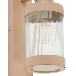 Lindby Yrene -ulkoseinävalaisin, 20 cm, beige, liiketunnistin, Riffle