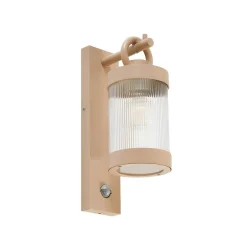 Lindby Yrene -ulkoseinävalaisin, 20 cm, beige, liiketunnistin, Riffle