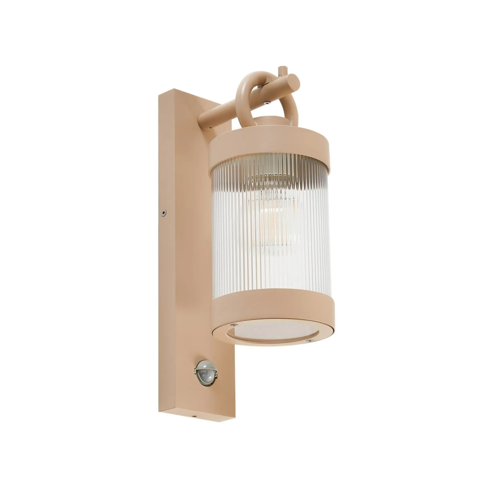 Lindby Yrene -ulkoseinävalaisin, 20 cm, beige, liiketunnistin, Riffle