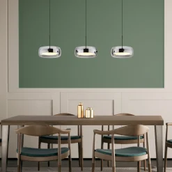 Livion-LED-riippuvalaisin, savuharmaa/musta, lasi, 85 cm