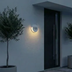 Lucande Advero LED-ulkoseinälamppu, vaaleanharmaa, talonumero, CCT