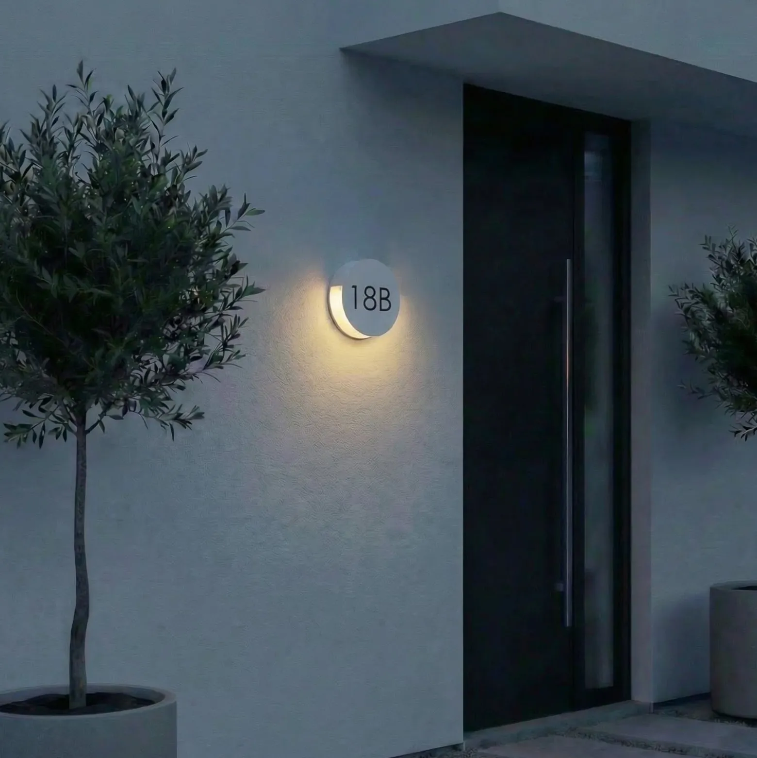 Lucande Advero LED-ulkoseinälamppu, vaaleanharmaa, talonumero, CCT