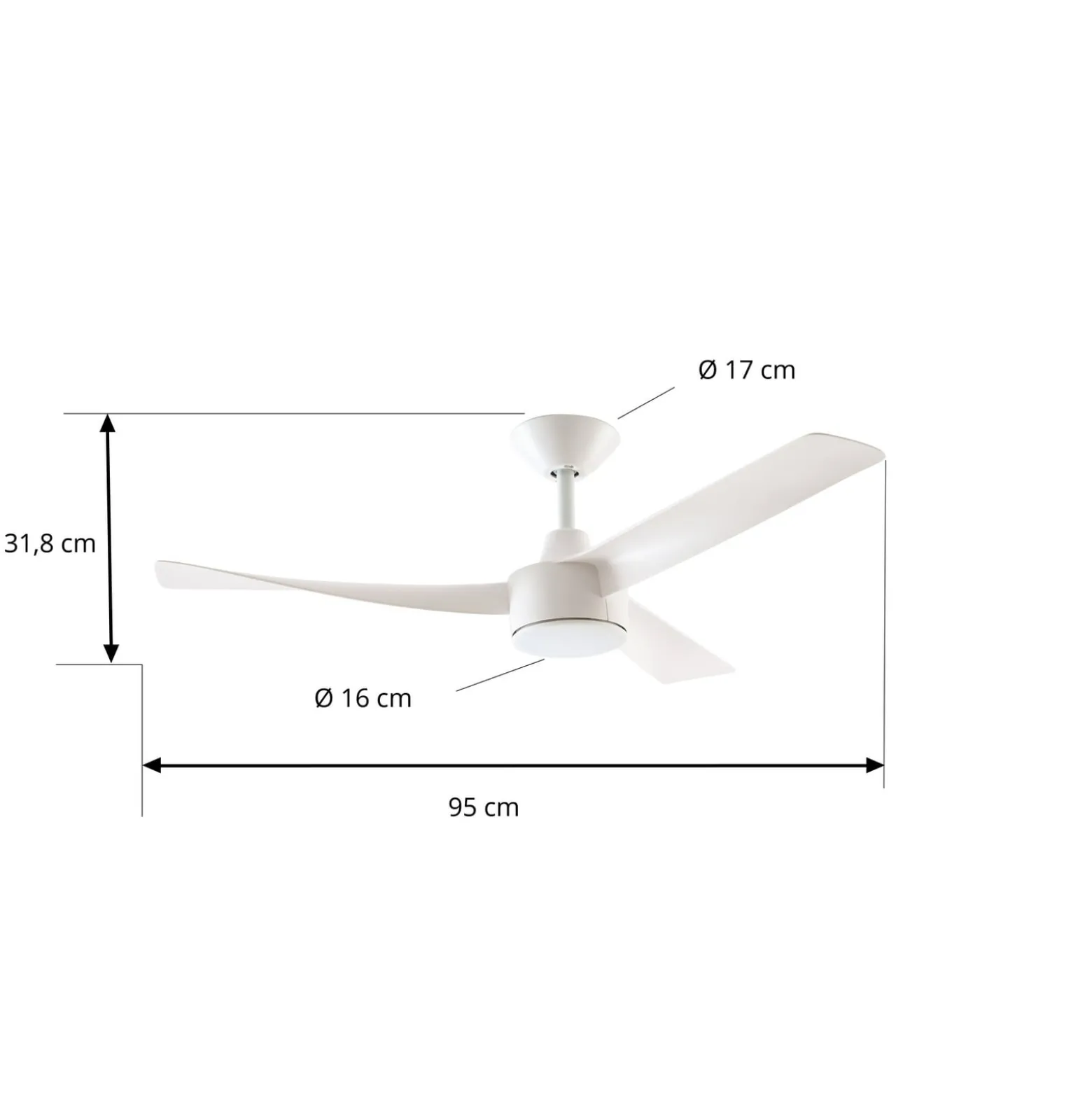 Lucande Airona LED-kattotuuletin, valkoinen, tasavirtakäyttöinen, hiljainen,