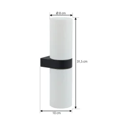 Lucande Basolo kylpyhuoneen seinävalaisin, musta, korkeus 31,5 cm, lasi