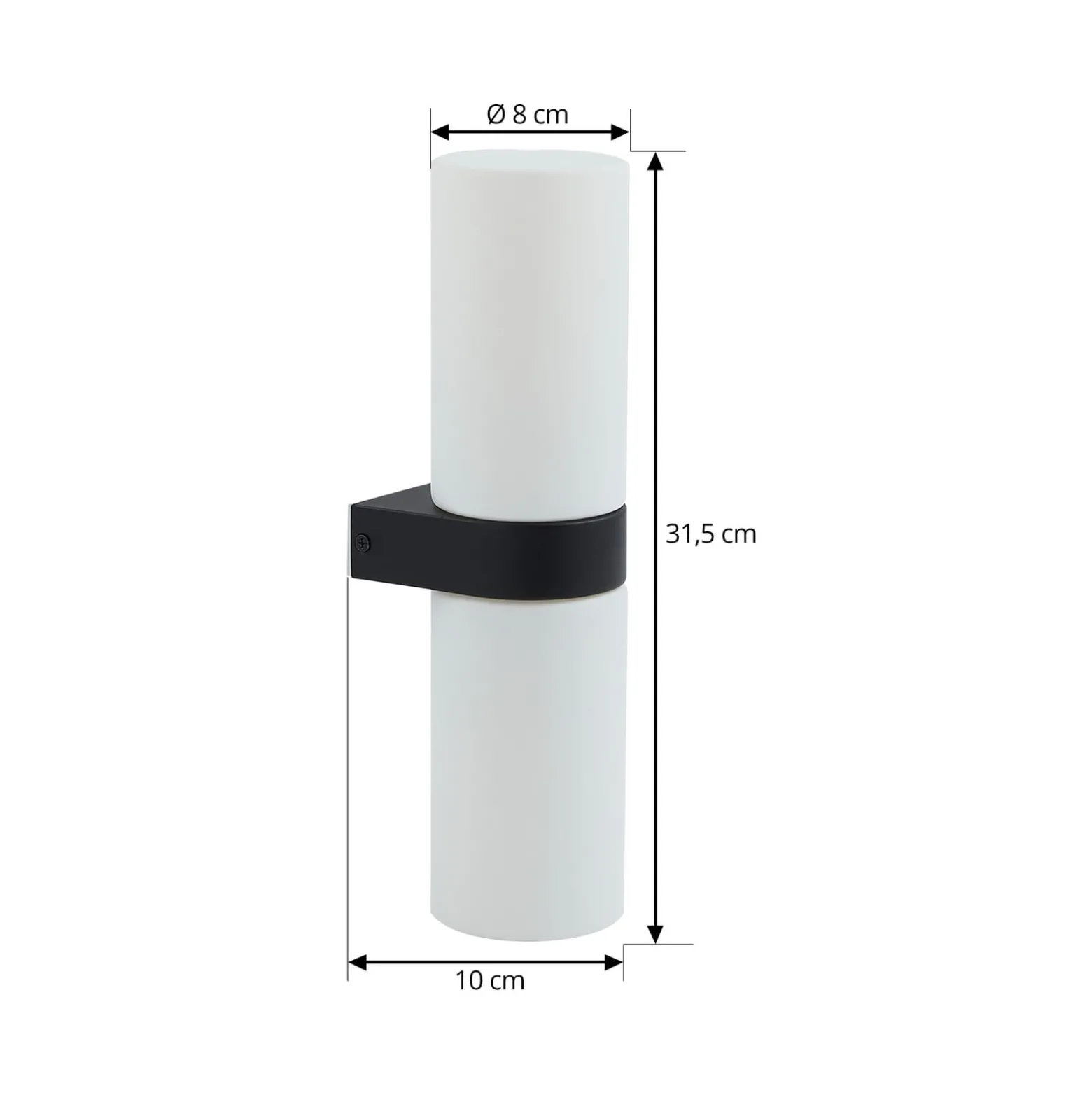 Lucande Basolo kylpyhuoneen seinävalaisin, musta, korkeus 31,5 cm, lasi