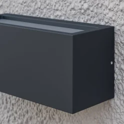 Lucande Bente -ulkoseinälamppu, antrasiitti, leveys 25 cm, IP54