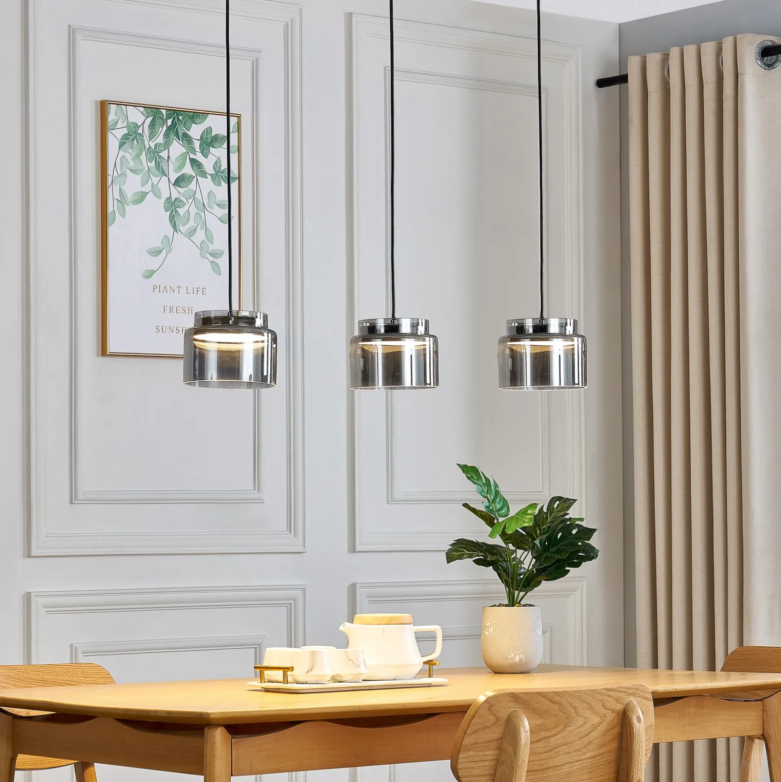 Lucande Diano-riippuvalaisin, savunharmaa, kolmilamppuinen