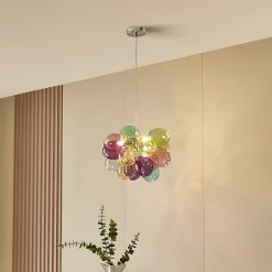 Lucande Diborah-riippuvalaisin, Ø 40 cm, värikäs, lasi, G9