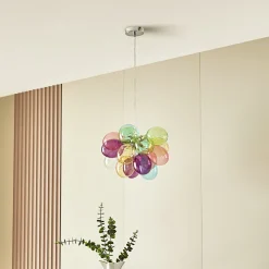 Lucande Diborah-riippuvalaisin, Ø 40 cm, värikäs, lasi, G9