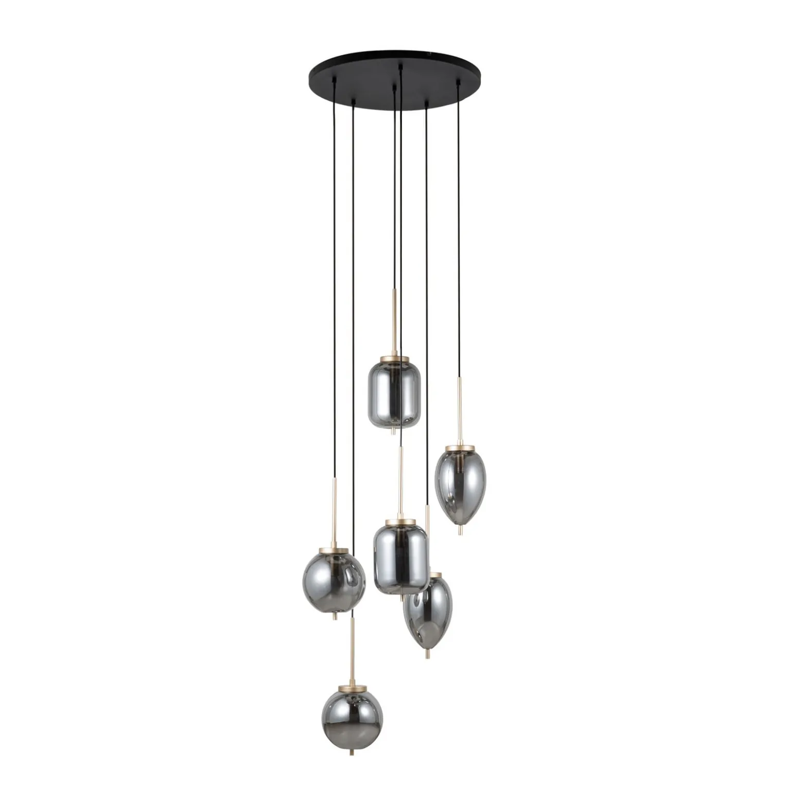 Lucande Elani-riippuvalaisin, 6-lamppuinen, Ø 62 cm, lasi
