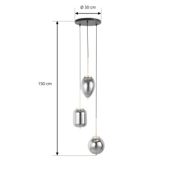 Lucande Elani-riippuvalaisin, 3-lamppuinen, Ø 36 cm, lasi