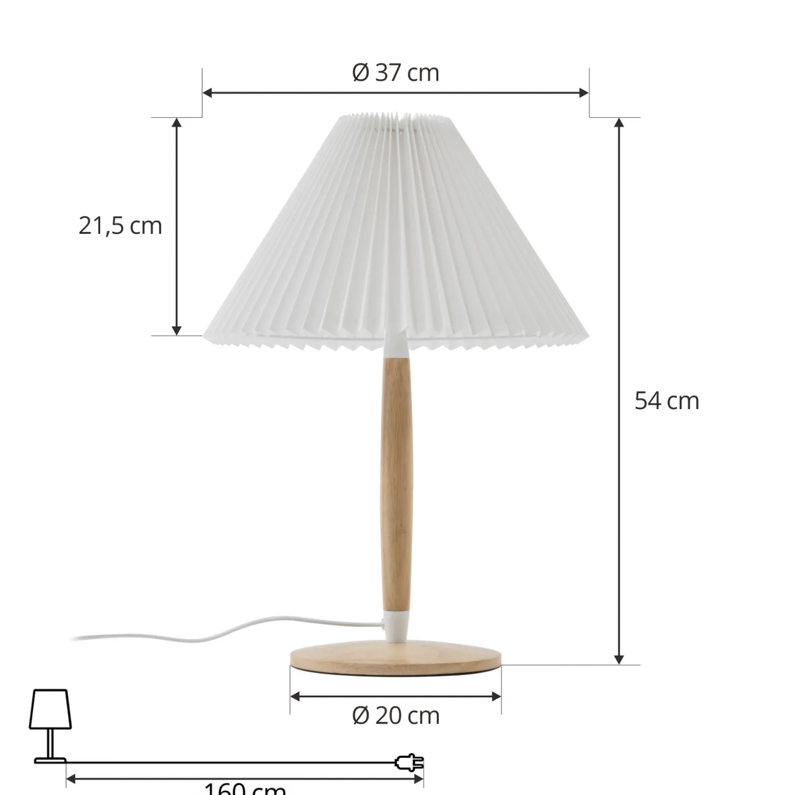 Lucande Ellorin pöytävalaisin, valkoinen, puu, Ø 37 cm, E27