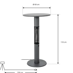 Lucande Flamara -terassilämmitin, antrasiitti, 110 cm, IP55
