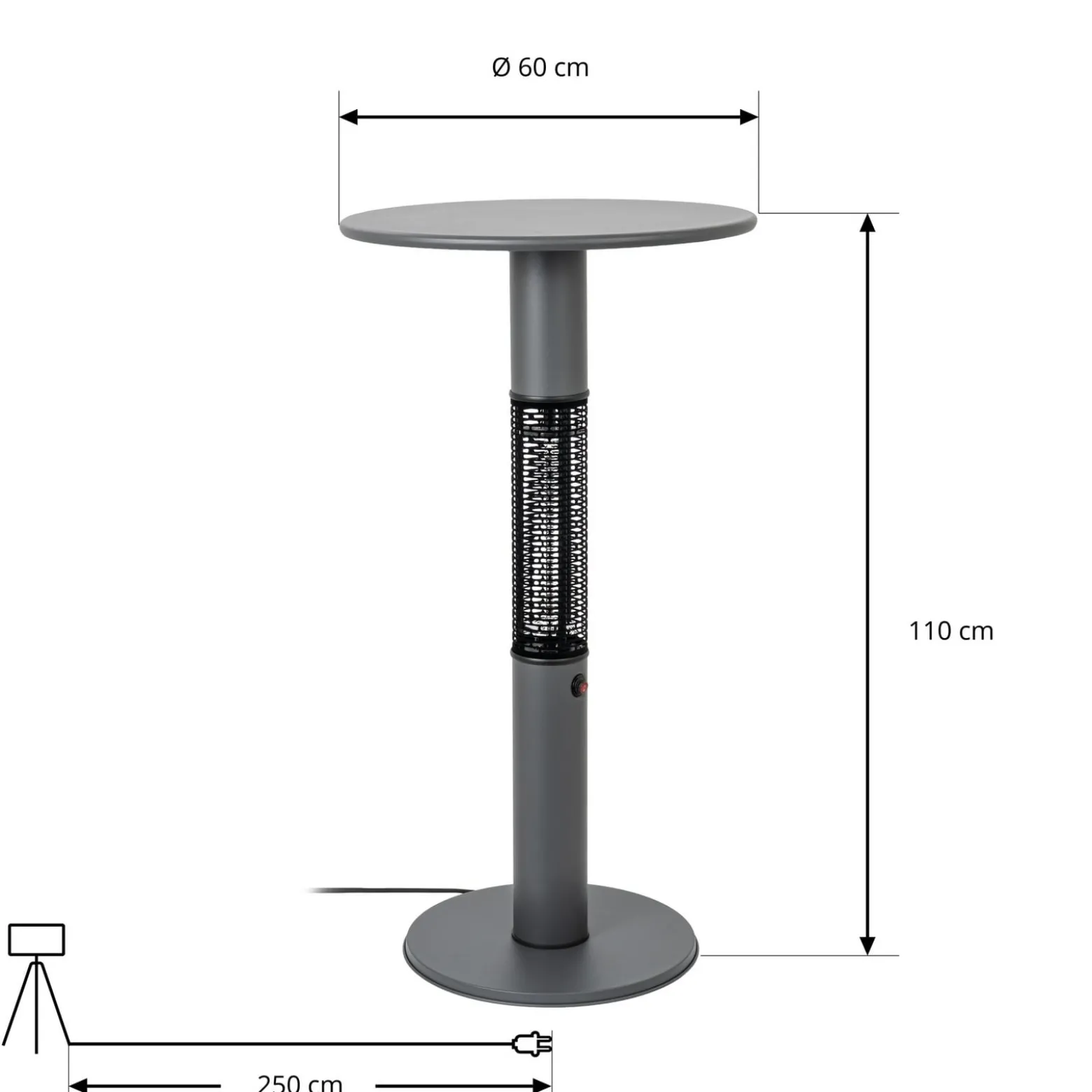 Lucande Flamara -terassilämmitin, antrasiitti, 110 cm, IP55