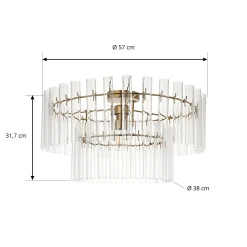 Lucande-kattovalaisin Leanna, kirkas/messinki, halkaisija 54 cm, lasi