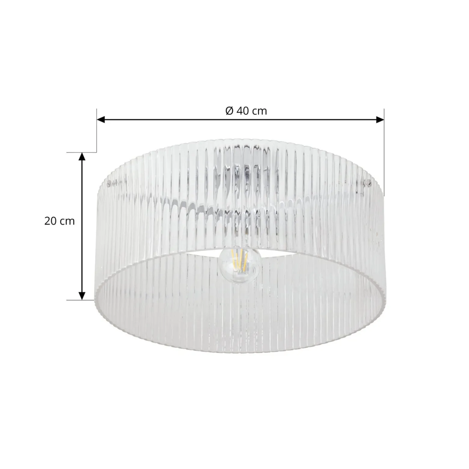 Lucande kattovalaisin Meritt, kromi/kirkas, Ø 40 cm, lasi