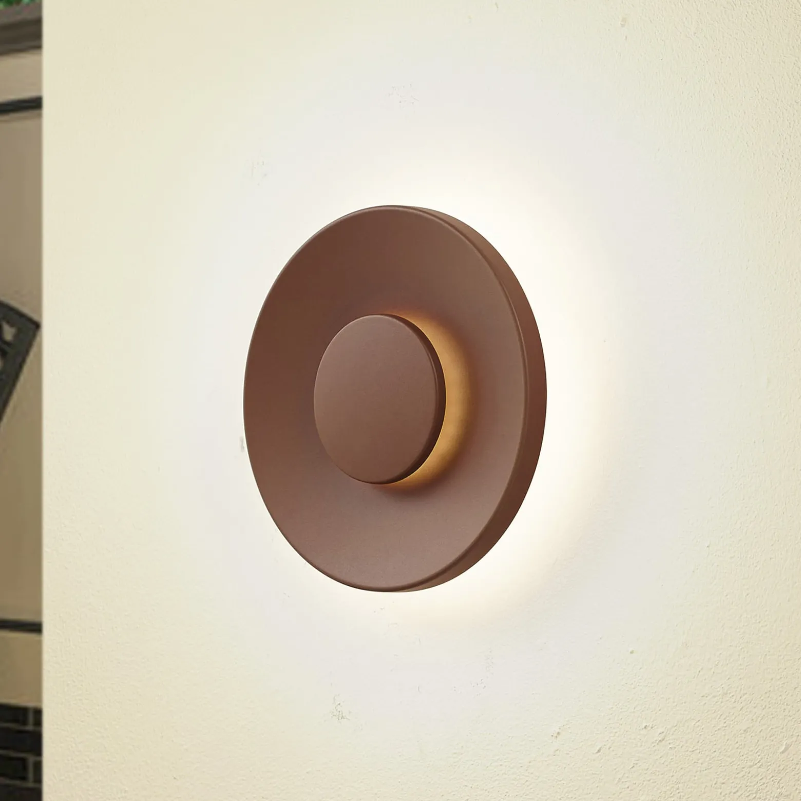 Lucande Kayana LED-ulkoseinävalaisin, ruosteenvärinen, alumiini, 24 cm