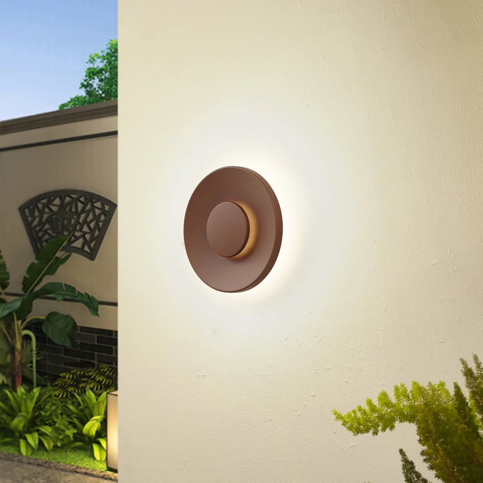 Lucande Kayana LED-ulkoseinävalaisin, ruosteenvärinen, alumiini, 24 cm