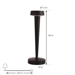 Lucande LED-akkuinen kynttilänjalka Lea, maljakko, tummanruskea, 28 cm