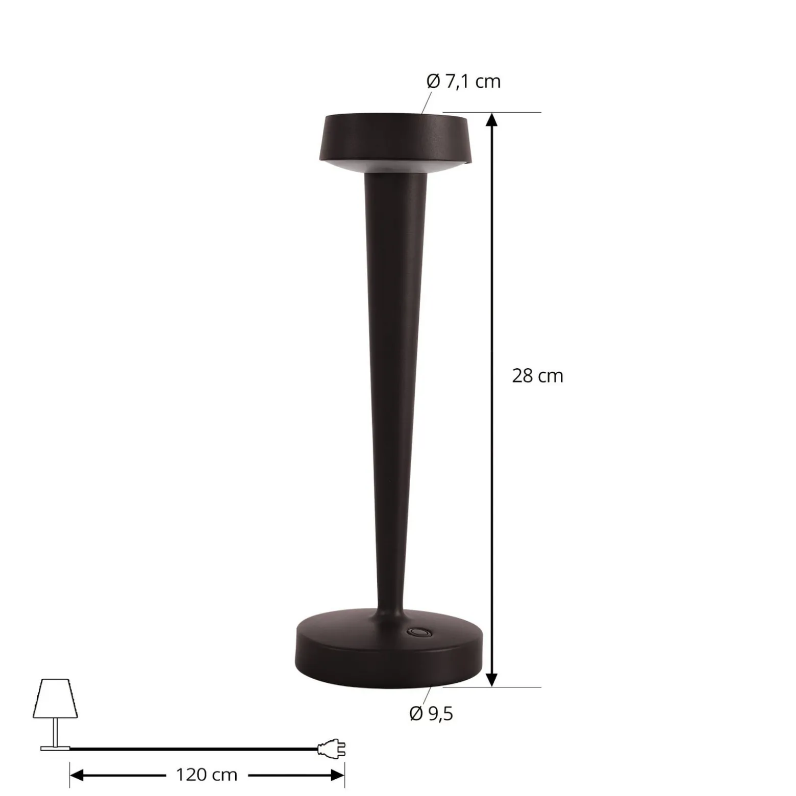 Lucande LED-akkuinen kynttilänjalka Lea, maljakko, tummanruskea, 28 cm