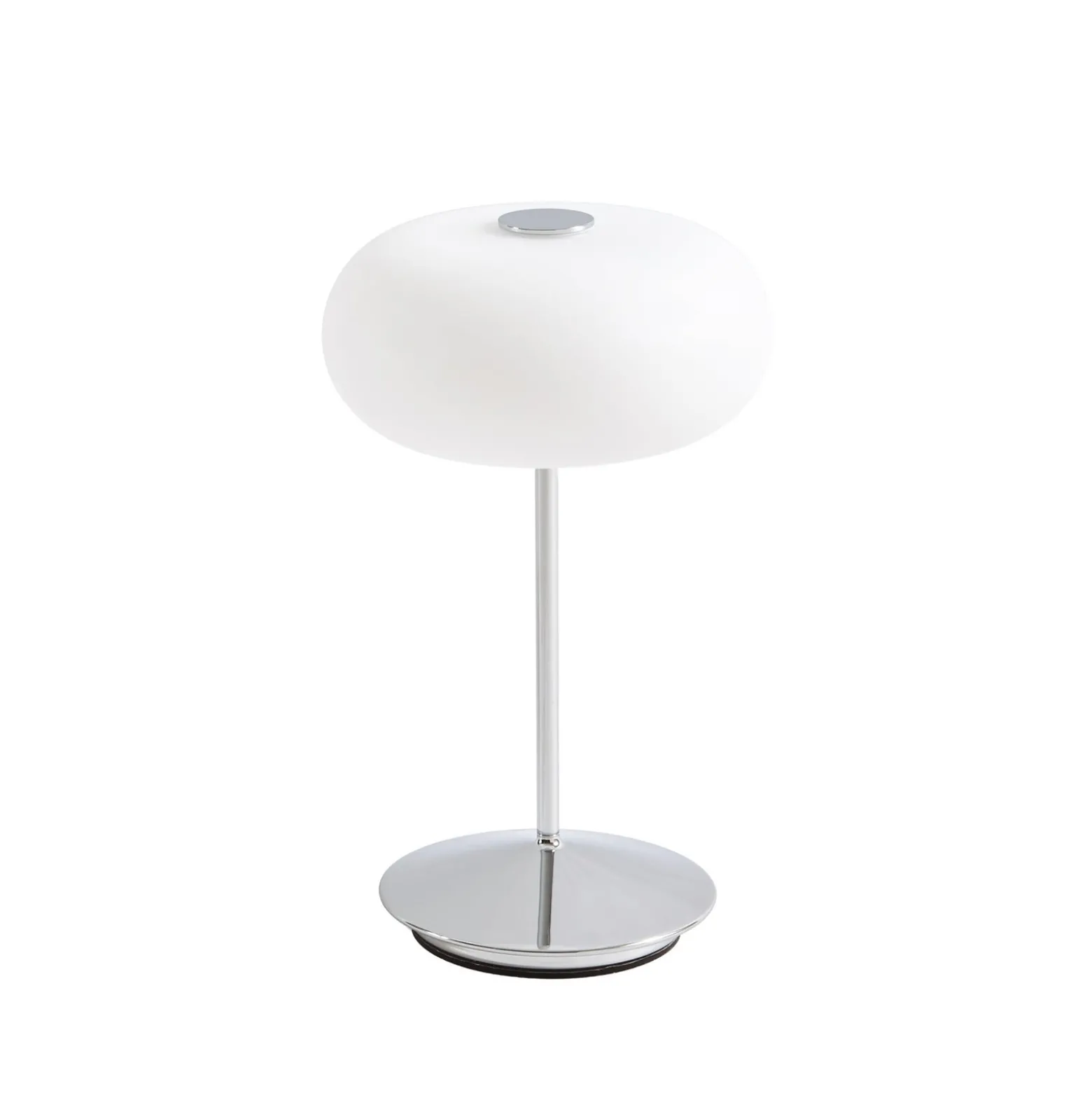 Lucande LED-akkukäyttöinen pöytävalaisin Anoria, kromi/valkoinen, lasi, IP44,