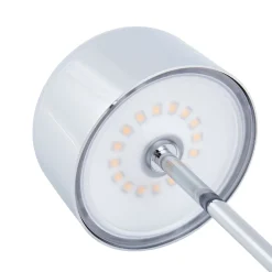 Lucande LED-akkukäyttöinen pöytävalaisin Quill, kromi, CCT, himmennettävä