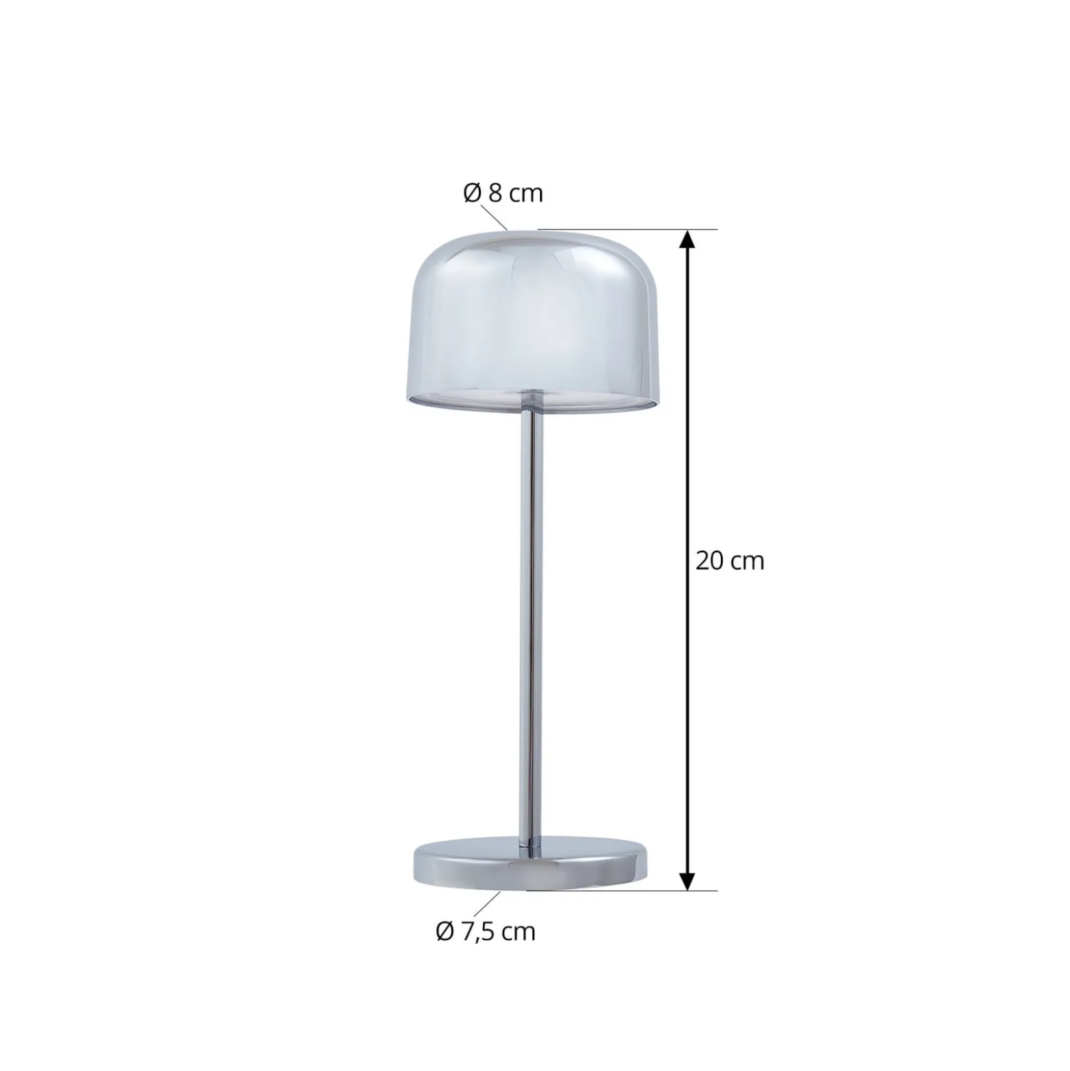 Lucande LED-akkukäyttöinen pöytävalaisin Quill, kromi, CCT, himmennettävä