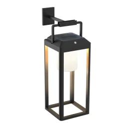 Lucande LED-aurinkoseinävalaisin Tilena, kulmikas, musta, alumiinia