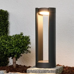 Lucande LED jalustavalaisin Dylen, harmaa, metalli, 50cm, IP65