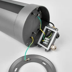 Lucande LED jalustavalaisin Dylen, harmaa, metalli, 50cm, IP65