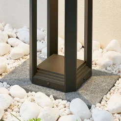 Lucande LED-jalustavalaisin Fery, antrasiitti, metalli, 50cm, IP65
