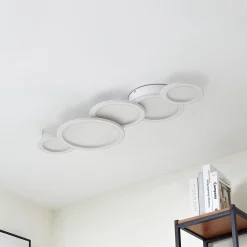 Lucande LED-kattovalaisin Diala, valkoinen, metalli, 96 cm