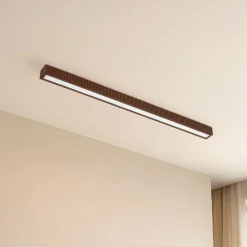 Lucande LED-kattovalaisin Emara, tumma puu, tammi, himmennettävä