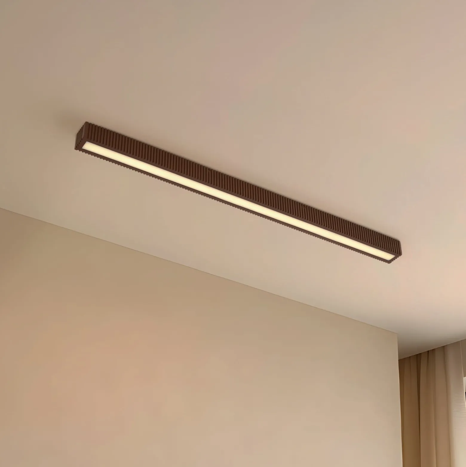 Lucande LED-kattovalaisin Emara, tumma puu, tammi, himmennettävä