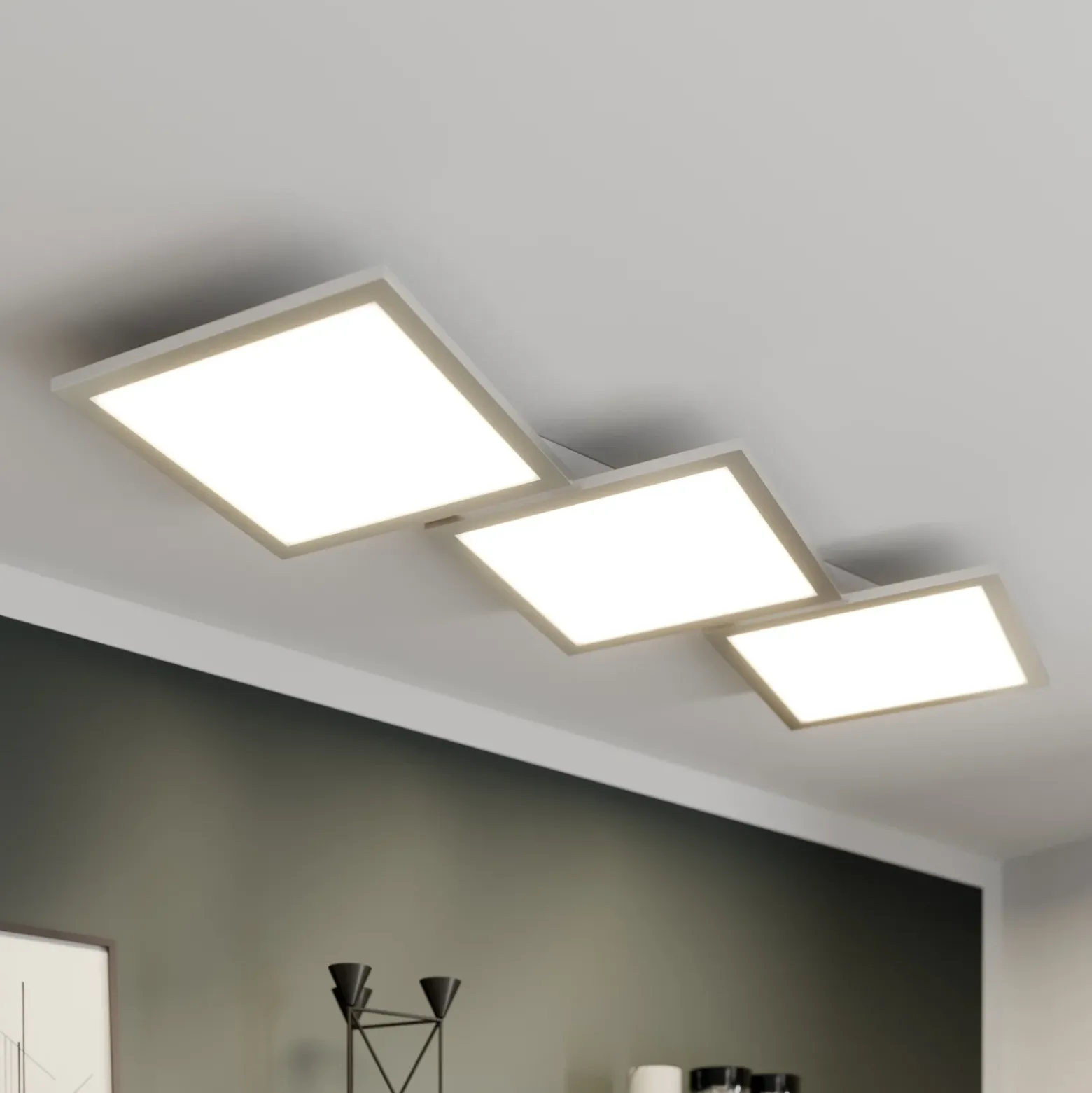 Lucande LED-kattovalaisin Ilira, 3-valo, hopea, CCT, himmennettävä