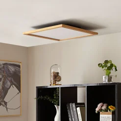 Lucande LED-kattovalaisin Joren, 52 cm, puu, CCT, kaukosäädin
