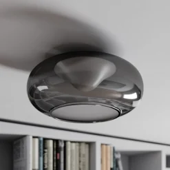 Lucande LED-kattovalaisin Mijo, Ø 43 cm, savunharmaa, lasi