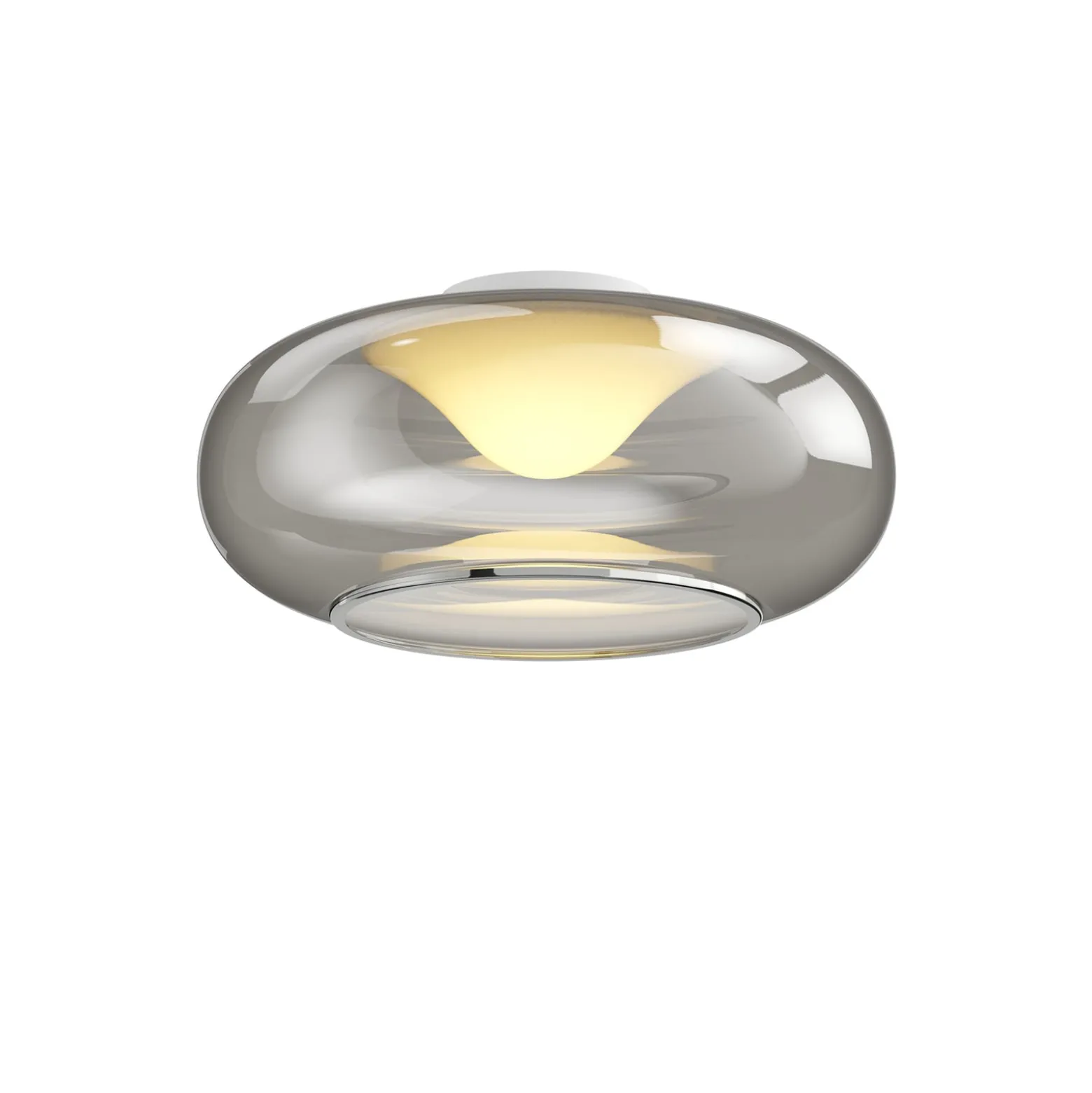 Lucande LED-kattovalaisin Mijo, Ø 43 cm, savunharmaa, lasi