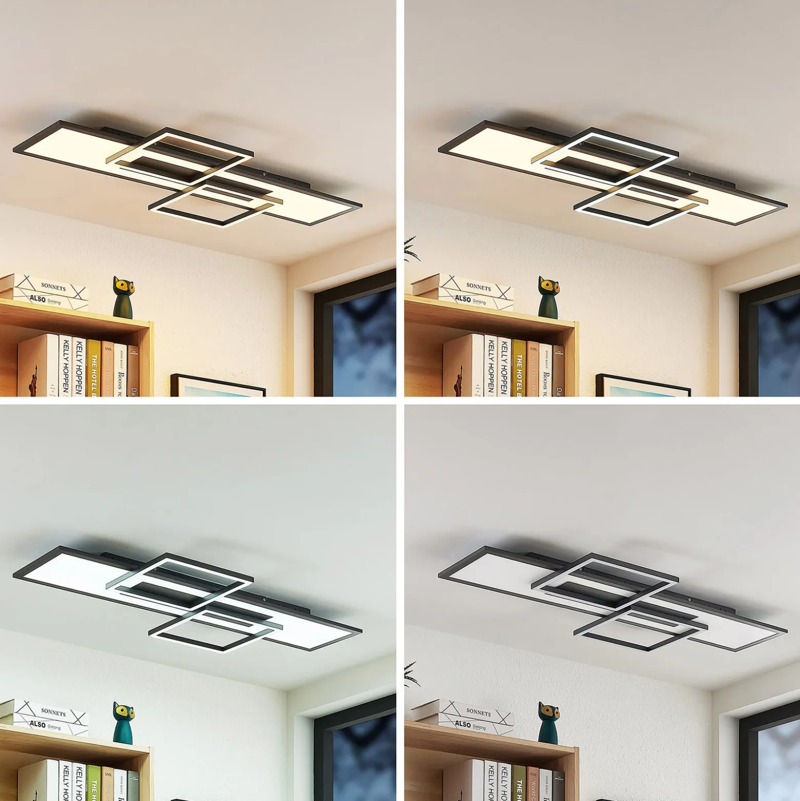 Lucande LED-kattovalaisin Narumi, CCT, 110cm, musta, alumiini